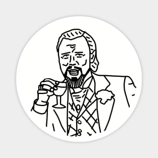 Laughing Leo Drinking Wine Memes Line Art Magnet